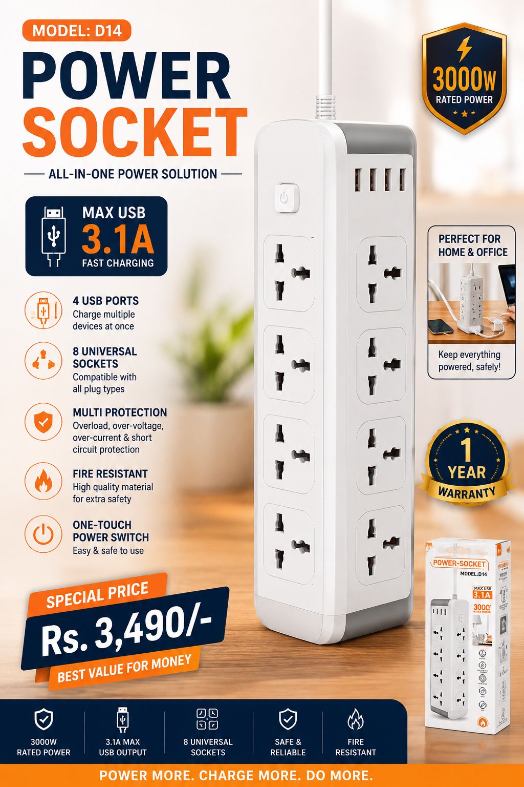 Power socket D 14